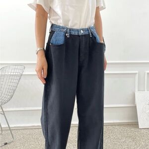 The Frankie Shop Black and Blue Straight Leg Jeans